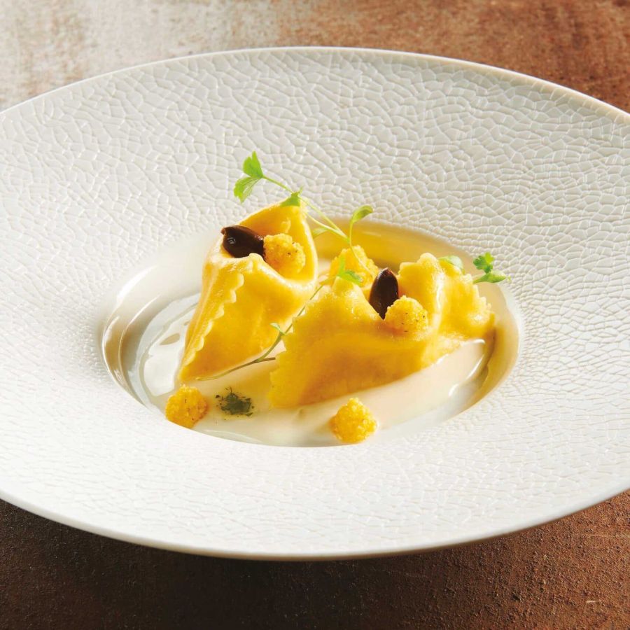 Raviolotti con bacalao