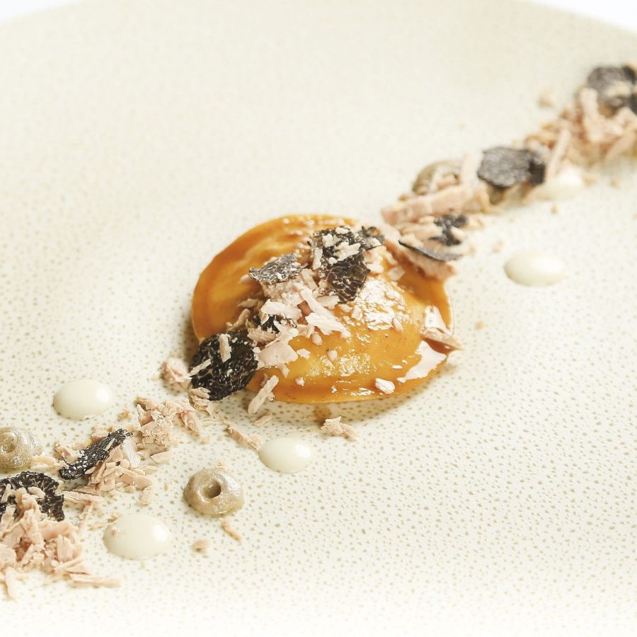 Panciotti con cappesante e gamberi dei mari del nord alla rossini